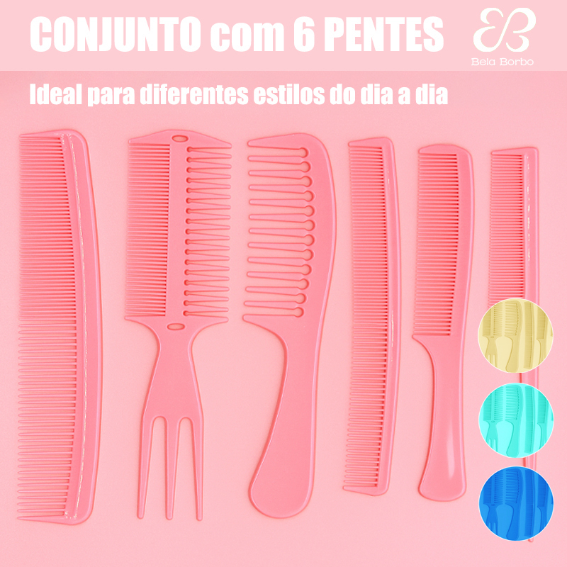 Kit com 6 Pentes Profissionais para Cabelo – Desembaraçar, Modelar, Finalizar em Oferta na Shopee
