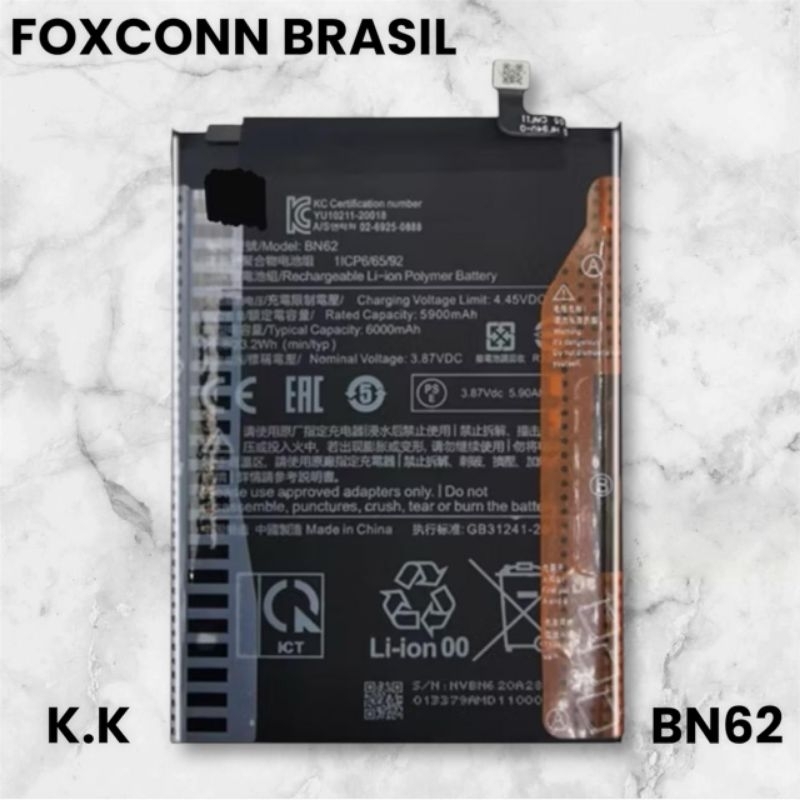 BAT COMPATIVAL NOTE 9 4G / POCO M3 / 9T (BN62) ORI NOVA COM GARANTIA 90 DIA
