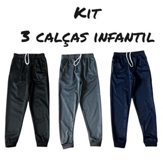 Kit 3 calça infantil juvenil forrada confortavél básica 4 ao 16. em Oferta na Shopee