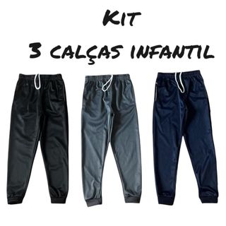 Kit 3 calça infantil juvenil forrada confortavél básica 4 ao 16.