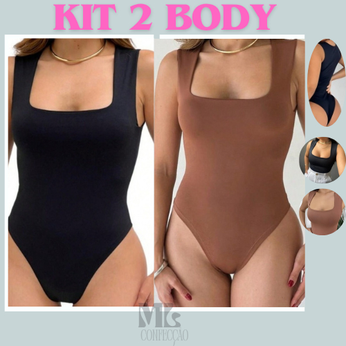 kit 2 BODY feminino alça larga quadrada