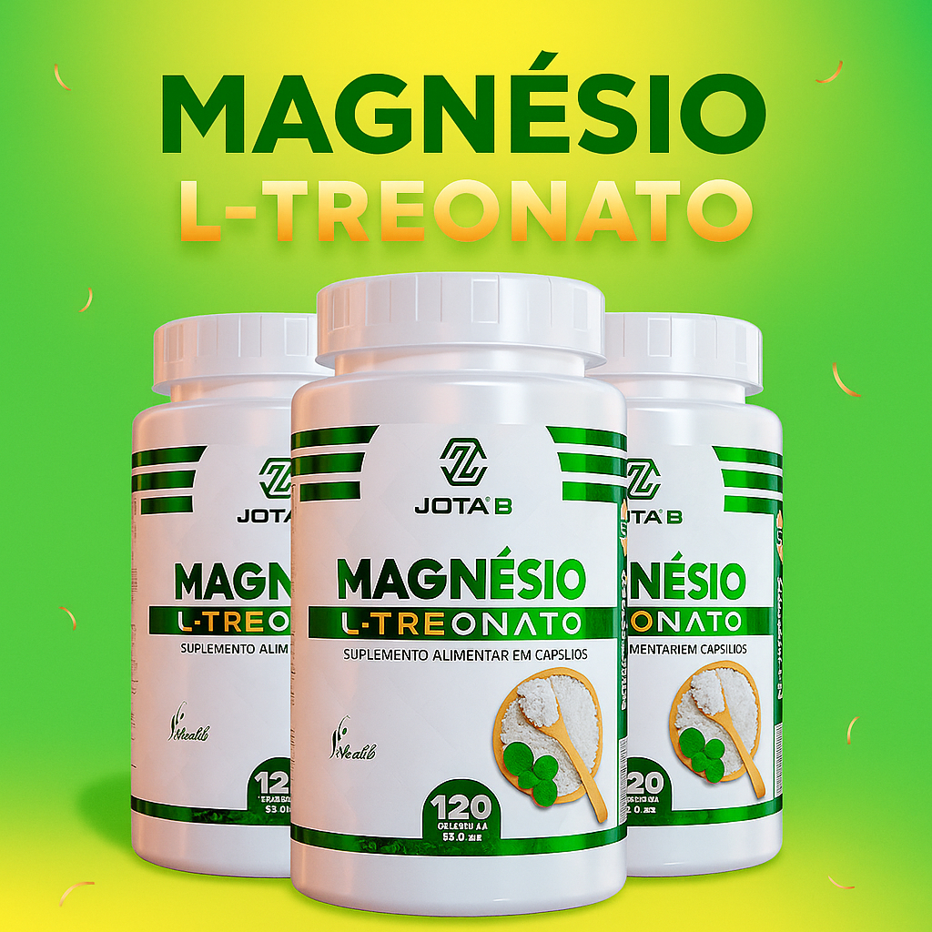 Magnésio L-Treonato - 120 Cápsulas 500mg - JOTA'B | Suplemento para o Cérebro | Foco e Concentração