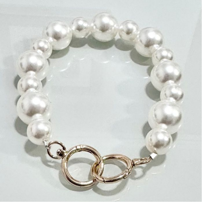 Alça Para Bolsa de Pérolas Com Mosquetão Dourado 38 Cm - Und