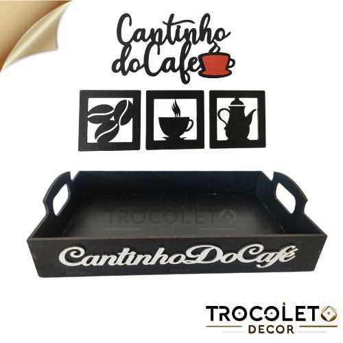 Kit Cantinho do Café + Bandeja GRANDE + Quadrinho /Kit Decorativo para Cantinho do Café para Servir