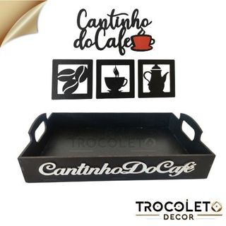Kit Cantinho do Café + Bandeja GRANDE + Quadrinho /Kit Decorativo para Cantinho do Café para Servir