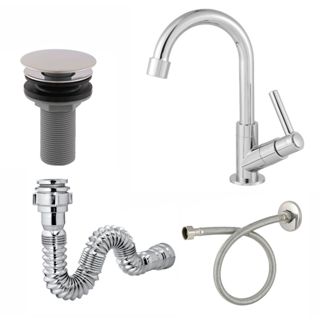 Kit Completo para Cuba de Banheiro Torneira Cromada 3/4 ABS Válvula 7/8 Sifão e Engate Flexível 40cm em Oferta na Shopee