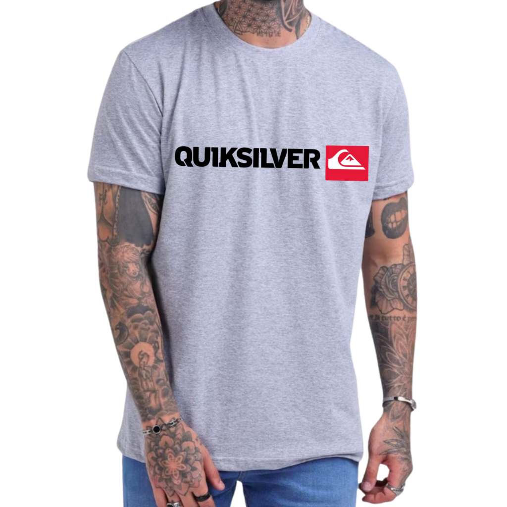 Camiseta Masculina Premium Quiksilver Camisa Estampada Onda Silver 100% Algodão T-shirt P ao GG
