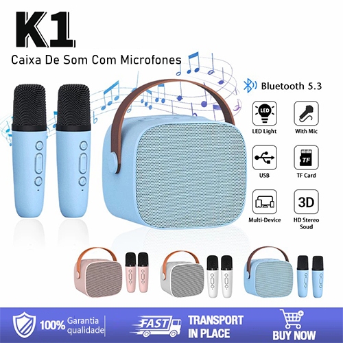 Caixa De Som Com Microfones Karaokê Alto-falante 5w Portátil Bluetooth 5.0 Alta Qualidade de Som em Oferta na Shopee