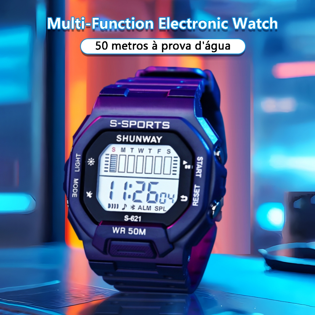 Relógio Masculino De Mostrador Quadrado À Prova D'água Eletrônico Digital Esportivo em Oferta na Shopee