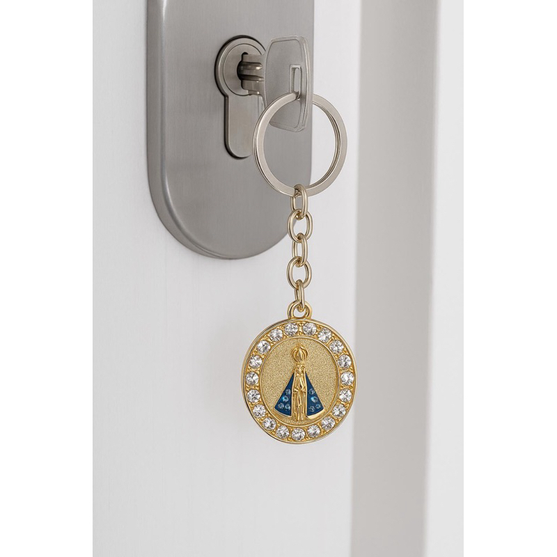 Chaveiro Nossa Senhora Aparecida Azul – Lindo, Barato e Ideal para Carro, Chaves e Mochilas!