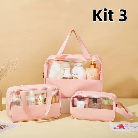 🔥Envio Rápido🔥Necessaire de Viagem PVC Transparente - Impermeável Espaçoso e Prático para Cosméticos