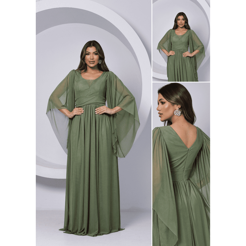 Vestido de Manga Longa de Tule Ideal Para Festas Corporativas e Casamentos Com Manga Longa em Oferta na Shopee