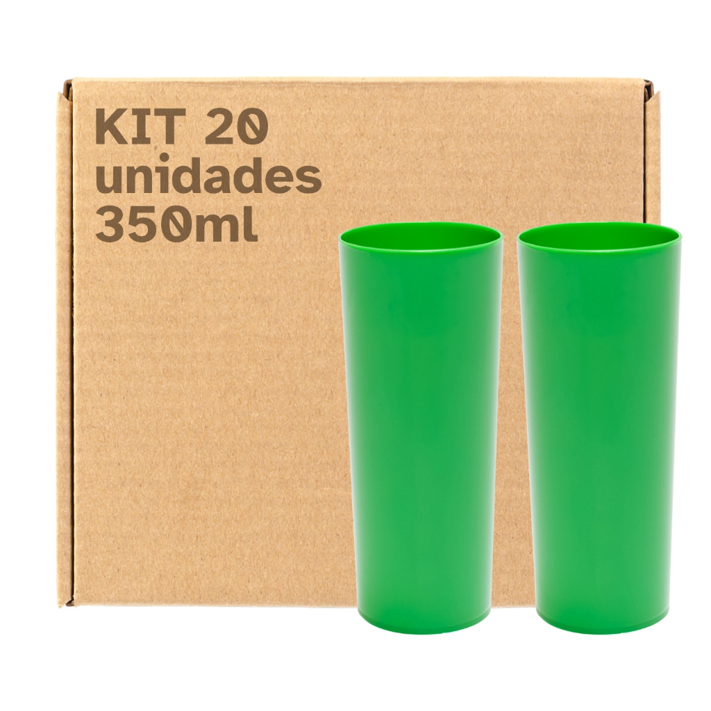 Kit 20 Copo Long Drink 350ml Resistênte Atacado Varejo Barato Balada Lavável Festa Balada Buffet Crianças Brindes