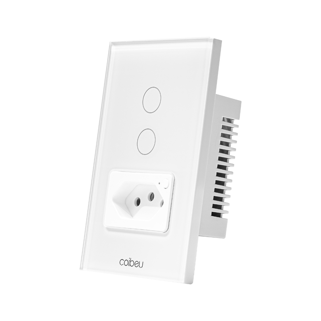 COIBEU Interruptor Inteligente Zigbee com Painel de Vidro - 2 Interruptor e 1 Tomada em Oferta na Shopee