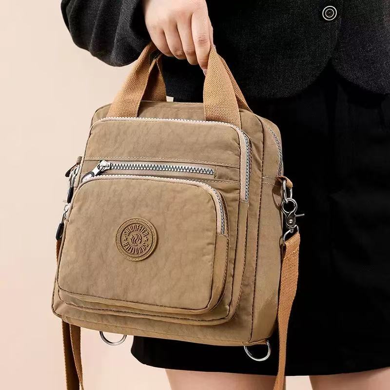 Bolsa feminina nylon impermeável vira mochila transversal tiracolo leve 3em1