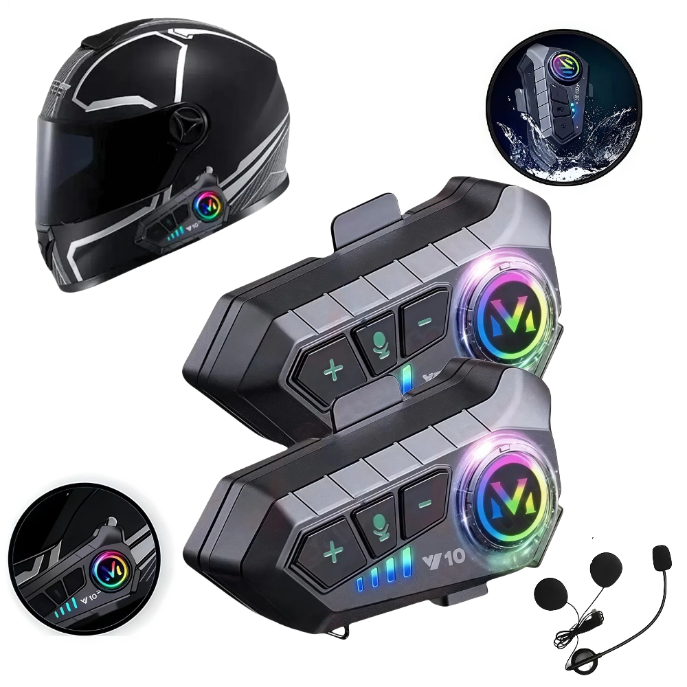 Fone De Ouvido Para Capacete Bluetooth Headset Rgb Sem Fio