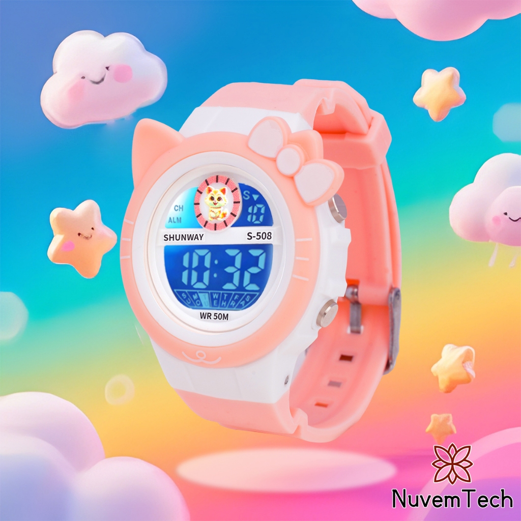 Relógio Crianças LED Digital Esportivo À Prova D'água Relógio De Pulso Eletrônico Infantil Luminoso Redondo em Oferta na Shopee