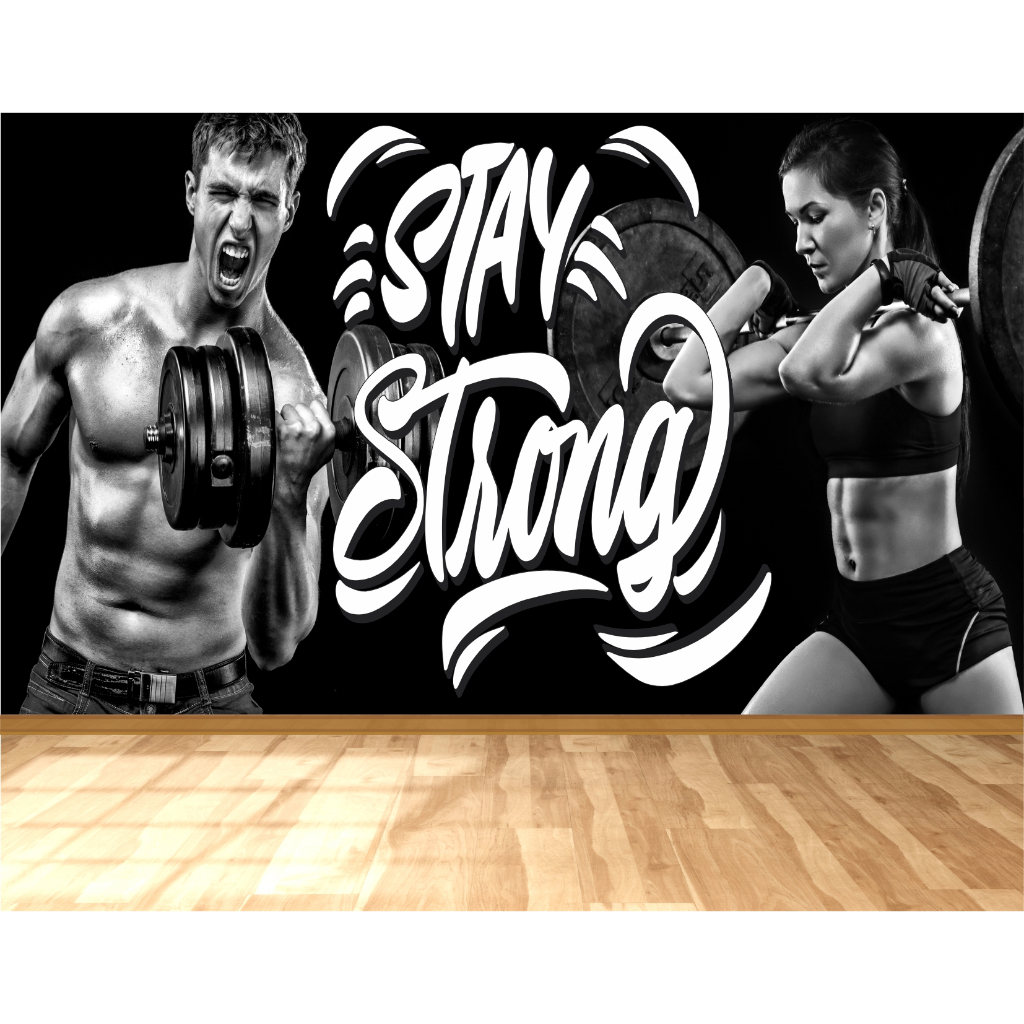 Papel de Parede Adesivo Academia Cross Fit 1.5m x 1.0m Musculação Shake Whey Protein Fitness #20