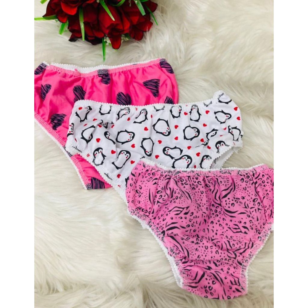 KIT 10 CALCINHAS INFANTIL TAMANHO 1 2 3 4 ANOS MENINA ALGODÃO ESTAMPADA