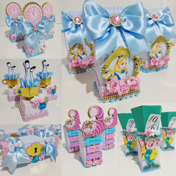 Kit de caixinhas personalizadas, milk, cone lembrancinhas, decoração Kit de  aniversário Alice no pais das maravilhas