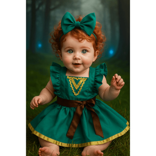 Romper Jardineira Salopete Saia Infantil Body Roupa Para Bebe Princesa Mérida Disney em Oferta na Shopee