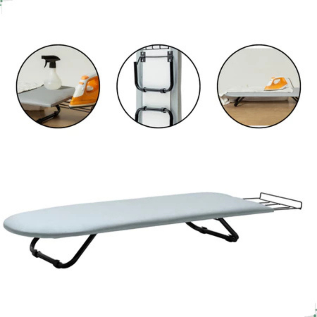 Tabua Passar Roupa Portátil Pé Dobrável Cama Mesa Porta Ferro