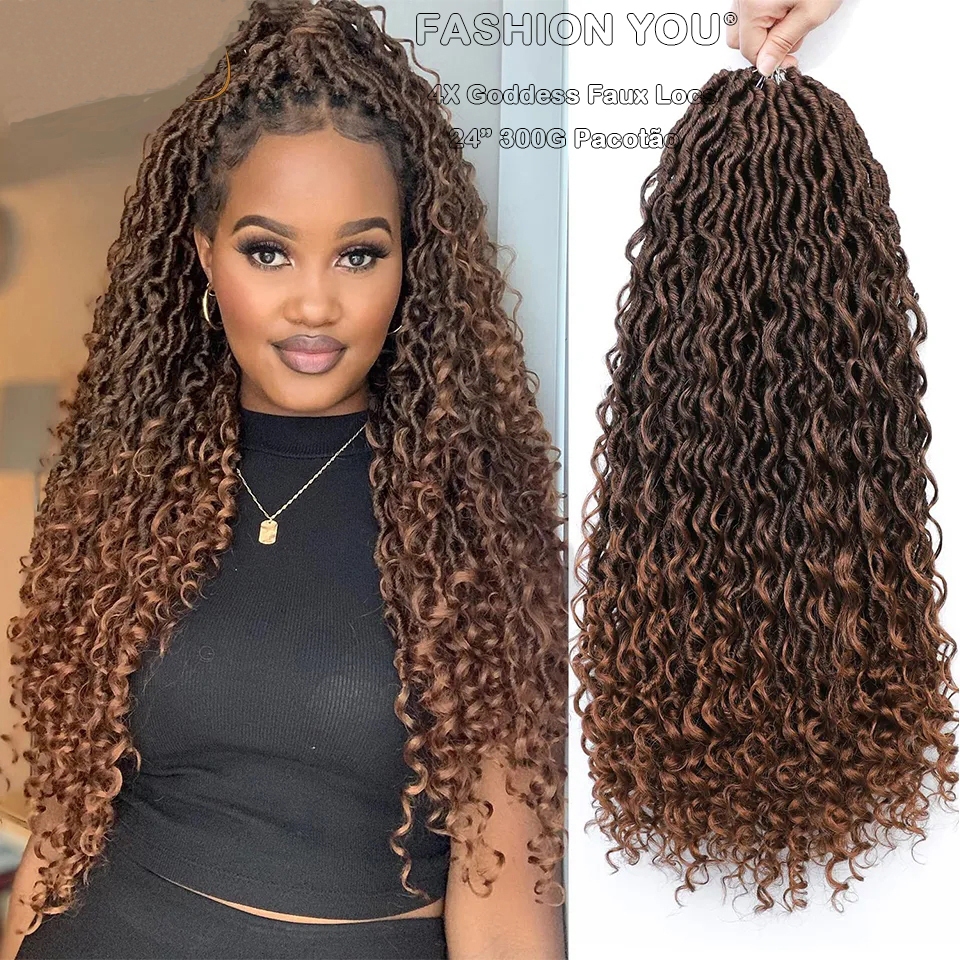 Cabelo Crochet Goddess Faux Locs 24" Pacotão 300G Trança Braid Fashion You em Oferta na Shopee