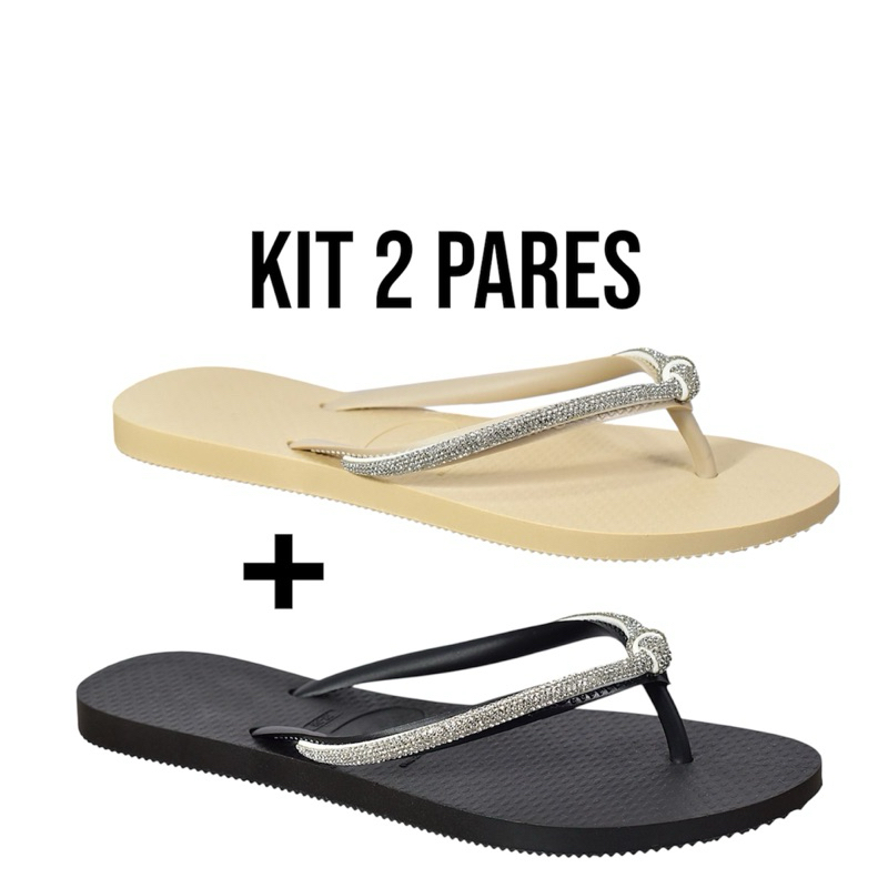 Kit 2 Chinelo Pedraria Strass Feminino Rasteirinha Dia a Dia Envio Rápido em Oferta na Shopee
