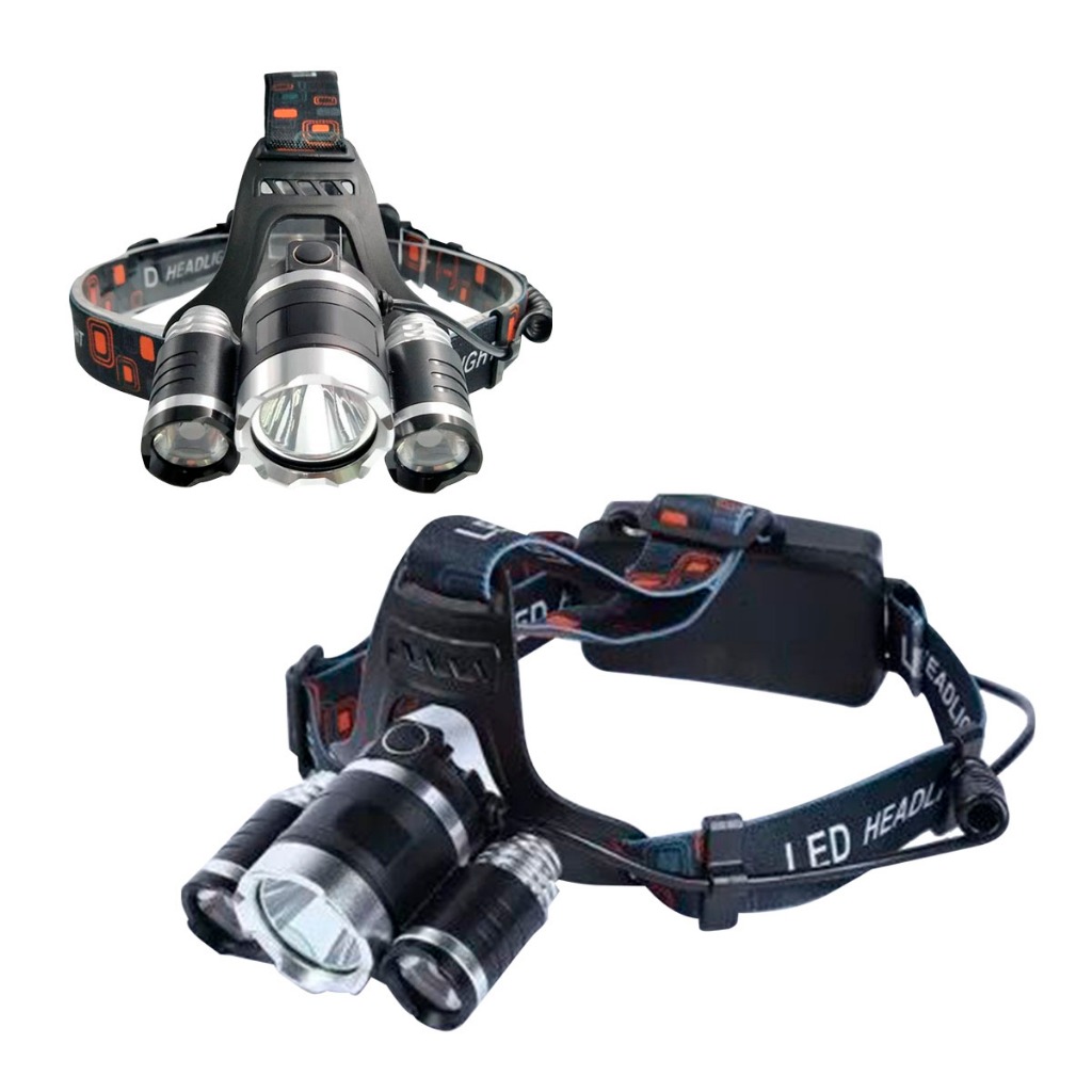 Lanterna Cabeça Triplo T6 3 Led Cree Profissional 4000 Lumes