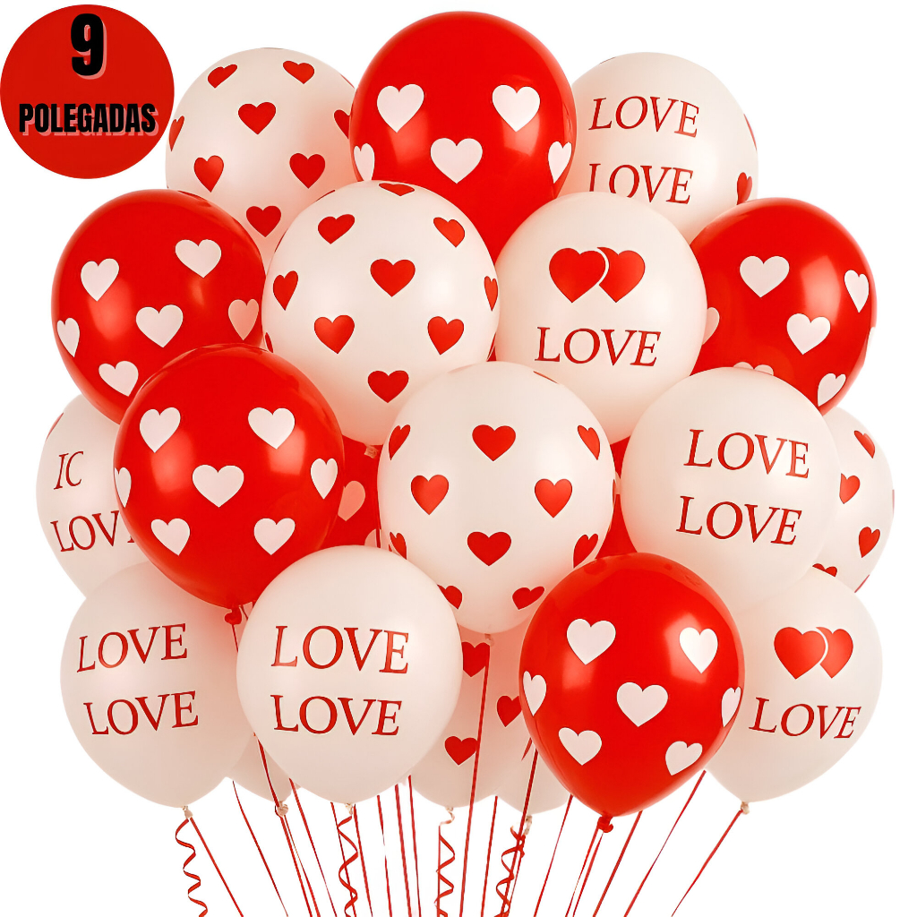 Kit Com 24 Balão Coração Vermelho Balão Love Decoração Festa Balão Látex 9 Polegadas