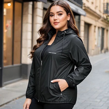 Jaqueta Corta Vento Feminina lisa Tamanho P ao G1 Capuz e Impermeável