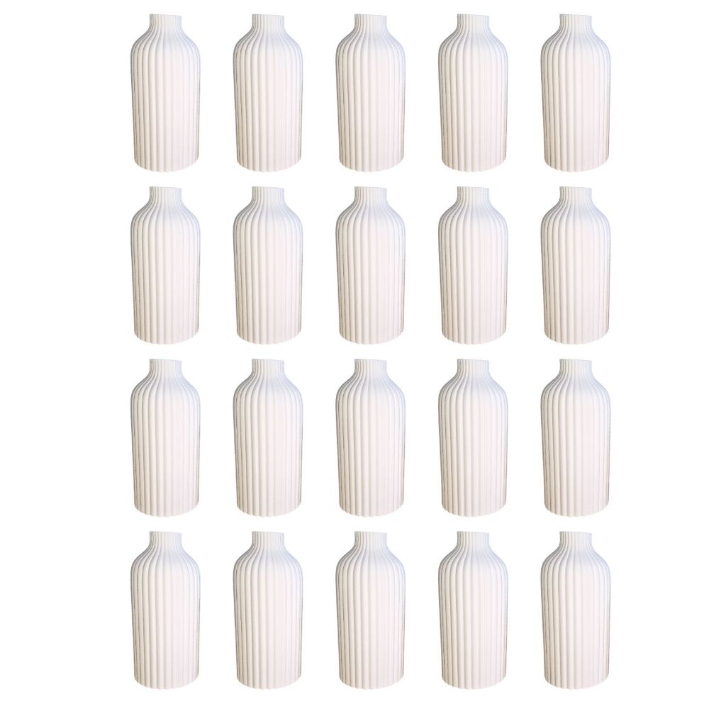 Kit 20 Vaso Cachepot Riscado Vertical 20cm, 17cm ou 15cm - Impressão 3D de Alta Qualidade Plástico