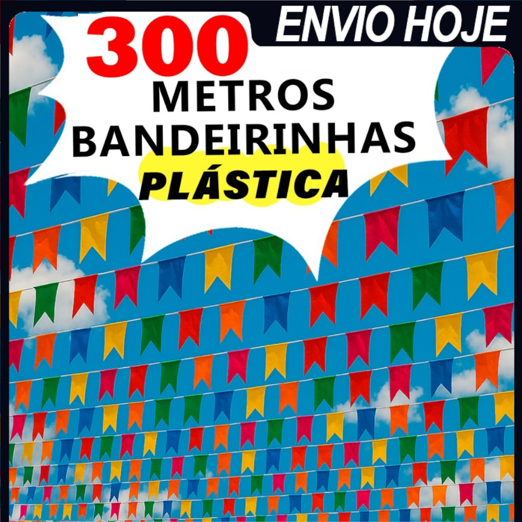 Kit 300 Metros Bandeirinhas Festa Junina Plástico Decoração Bandeirola Junina São João Arraia em Oferta na Shopee