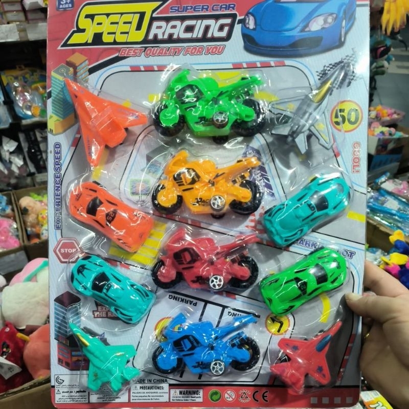 Brinquedo avioes +carros.motos freccao kit com 12 brinquedo