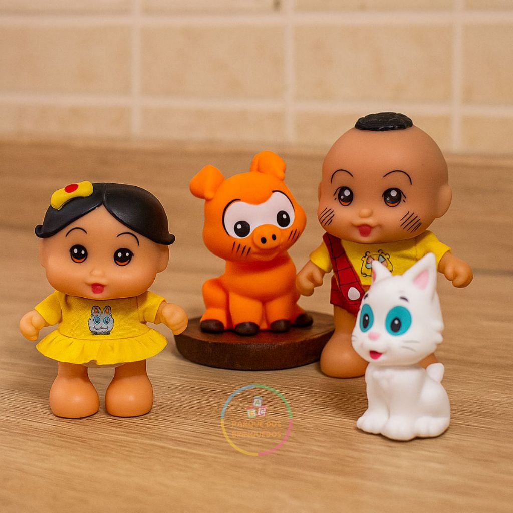 Boneca Magali Cascao com som Vinil Fala Frases + Chovinista e Mingau originais Desenho Filme Coleçao Brinquedo Criança
