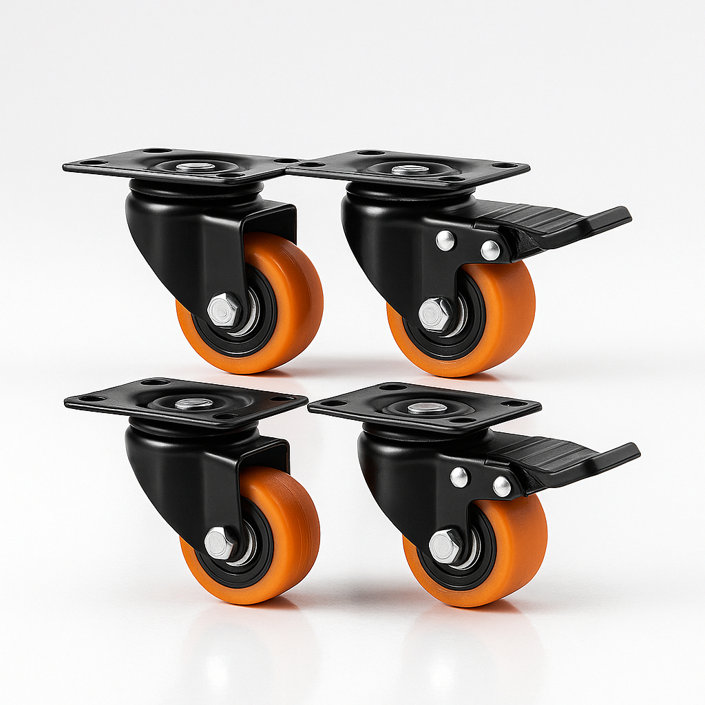 Kit 4 Rodinhas com Freio 2 Giratórias e 2 Fixas Reforçadas Fácil Instalação Ideal Para Móveis e Carrinhos em Oferta na Shopee