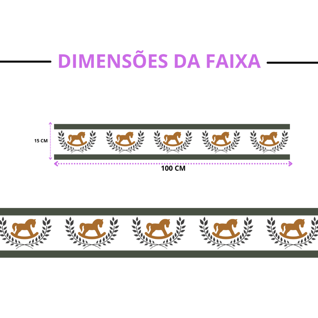 Faixa Decorativa Infantil Cavalinho Papel de Parede Quarto Menino Adesivo Auntocolante — imagem 2 de 2