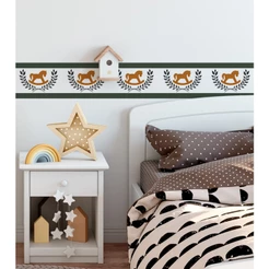 Faixa Decorativa Infantil Cavalinho Papel de Parede Quarto Menino Adesivo Auntocolante