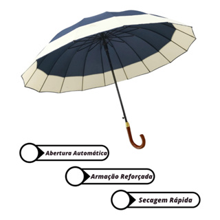 Guarda Chuva Grande Automático Impermeável 120cm 16 Hastes Resistente Ao Vento Resistente Leve Top em Oferta na Shopee
