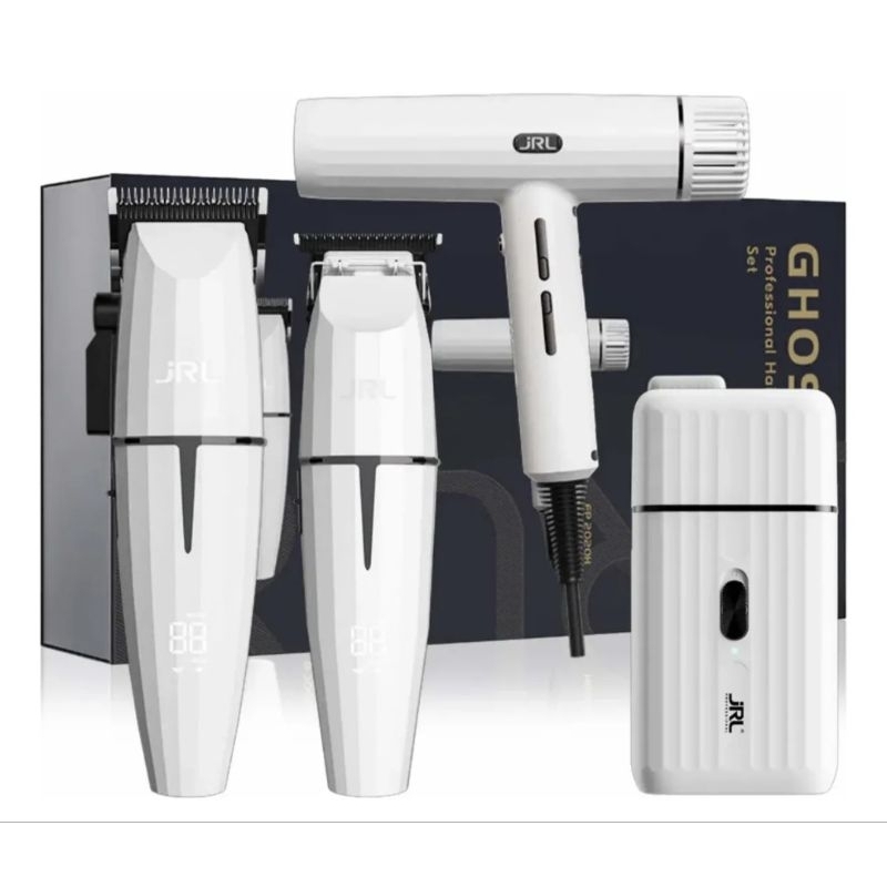 Combo Jrl Onyx Branco GHOST3 Corte + Acabamento + Shaver + Secador + Base