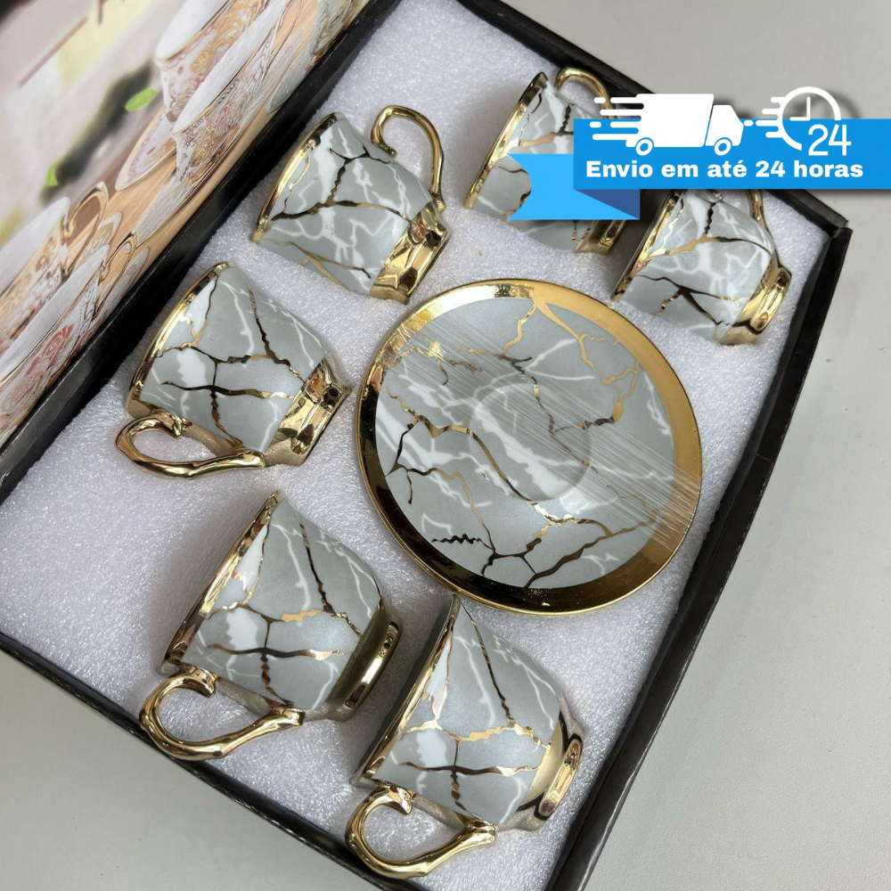 Xícara de Café Kit com 12 Peças de Cerâmica em Porcelana Modelo à Escolha Vários Modelos