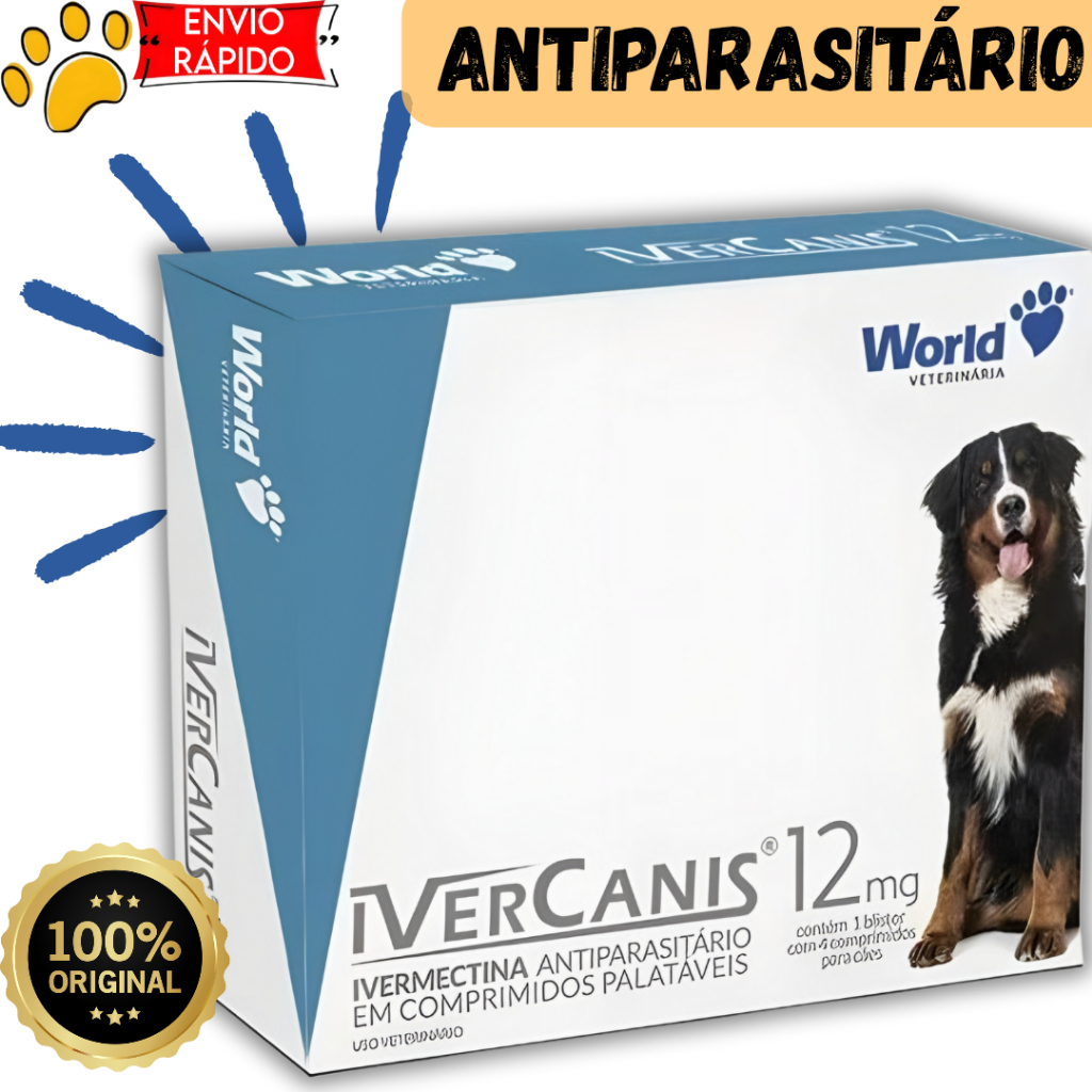 Remédio Para Carrapato, Pulga e Sarna IverCanis 12mg World