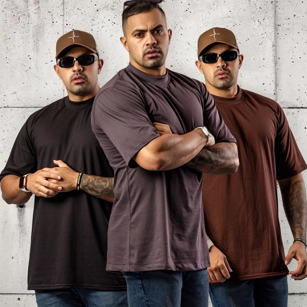 Camisetas Oversized Masculina Lisa Kit 3 Unidades Pronta Entrega