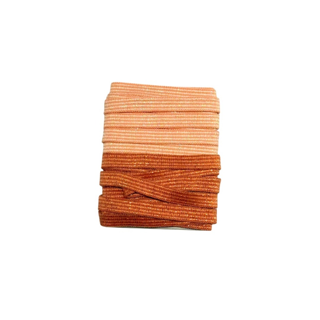 Elástico Lurex 7mm Rose Gold Cobre 4m Encadernação Planner Glitter ref.BI003