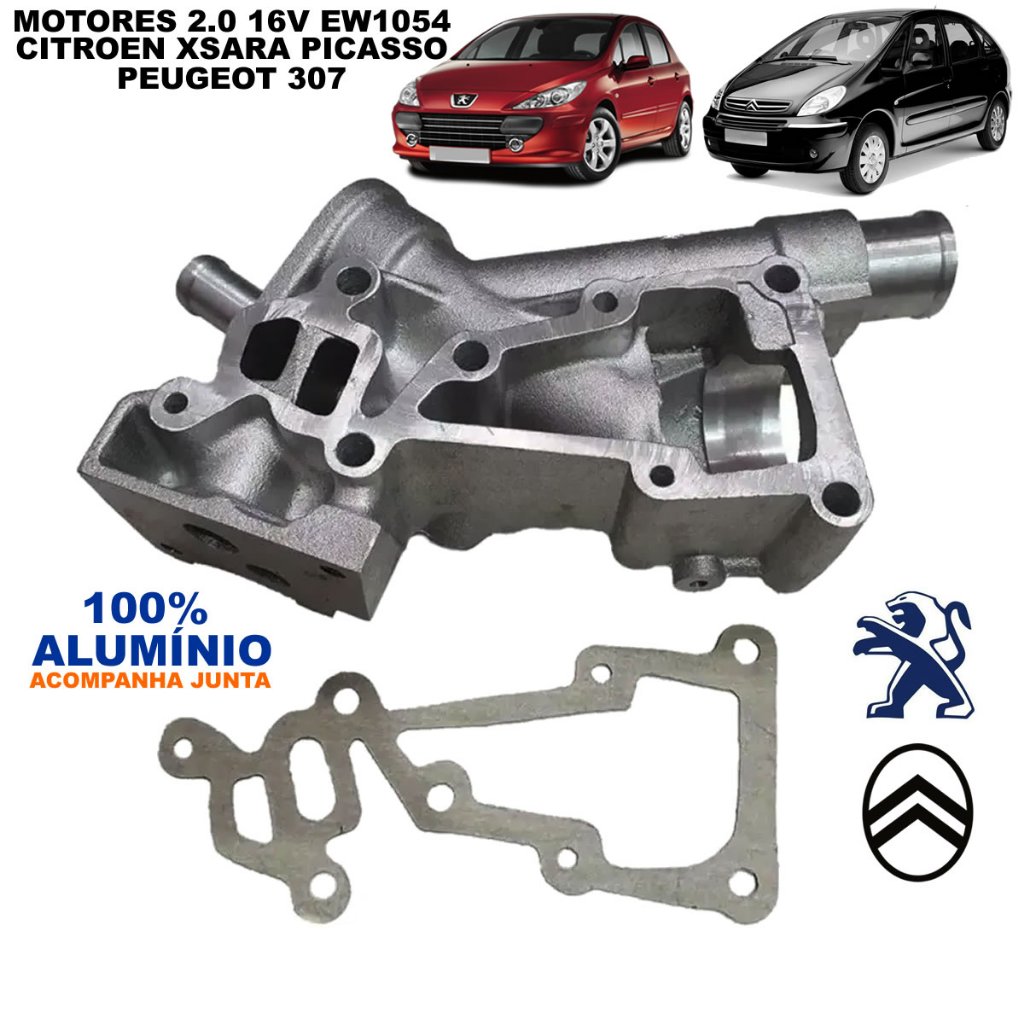 Carcaça da Válvula Termostatica em Alumínio com Junta Citroen Xsara Picasso Peugeot 307 2.0 EW1054