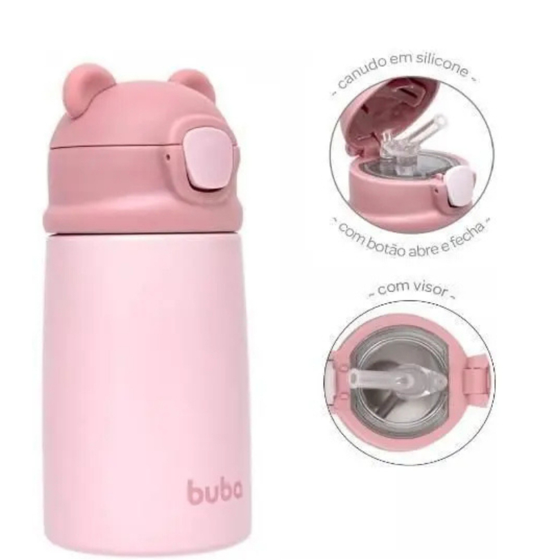 Garrafa Térmica Infantil Ursinho 320ml com Canudo – Buba — imagem 2 de 2
