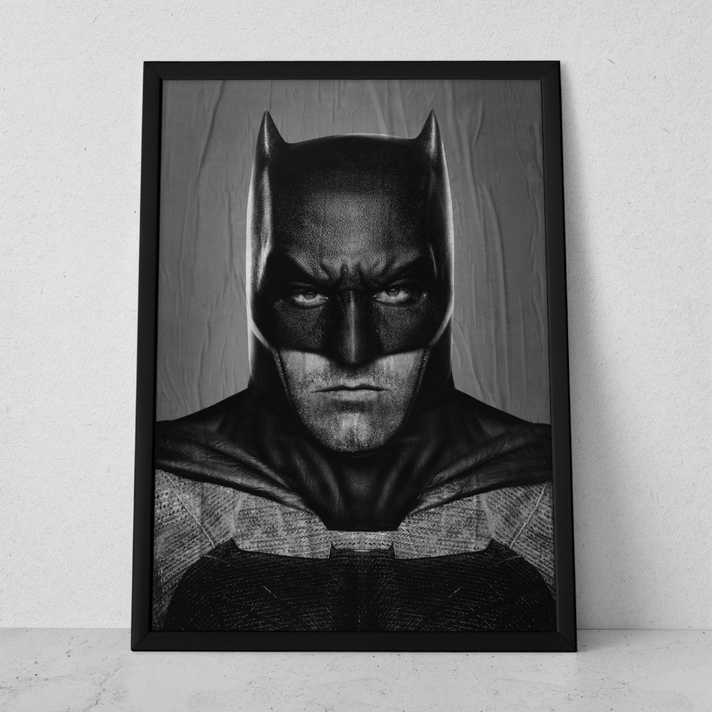 Quadro Decorativo Placa 80x60 mdf alta resolução full hd BATMAN PRETO E BRANCO sala quarto escritório