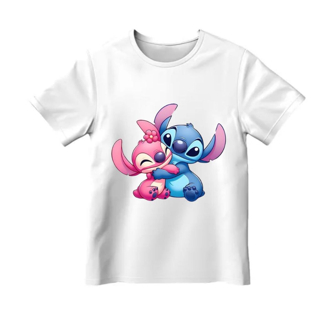 Camiseta Infantil Juvenil Feminina Masculina 100%  Algodão Estampada Stitc Rosa Lançamento Envio Rápido