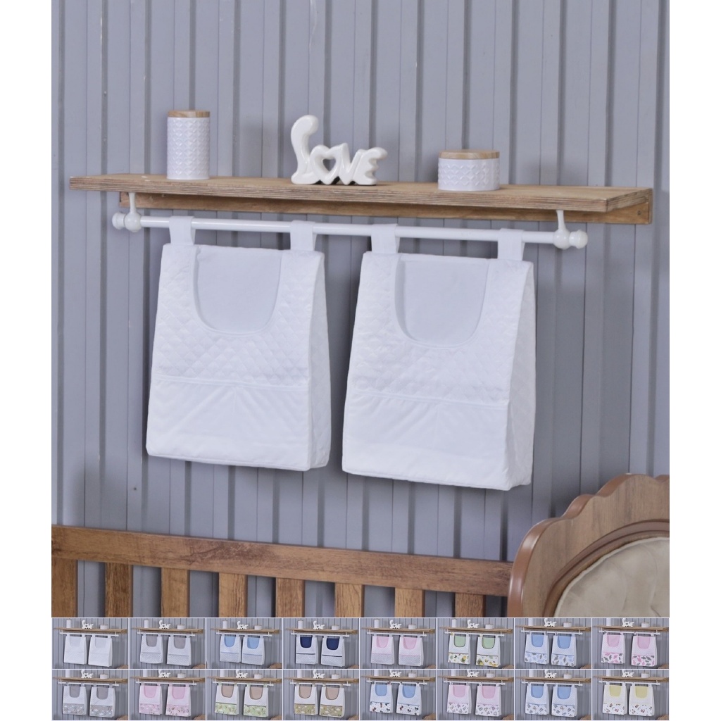 Kit 2 Porta Fralda pra Varão Organizador Quarto de Bebê Menino Menina