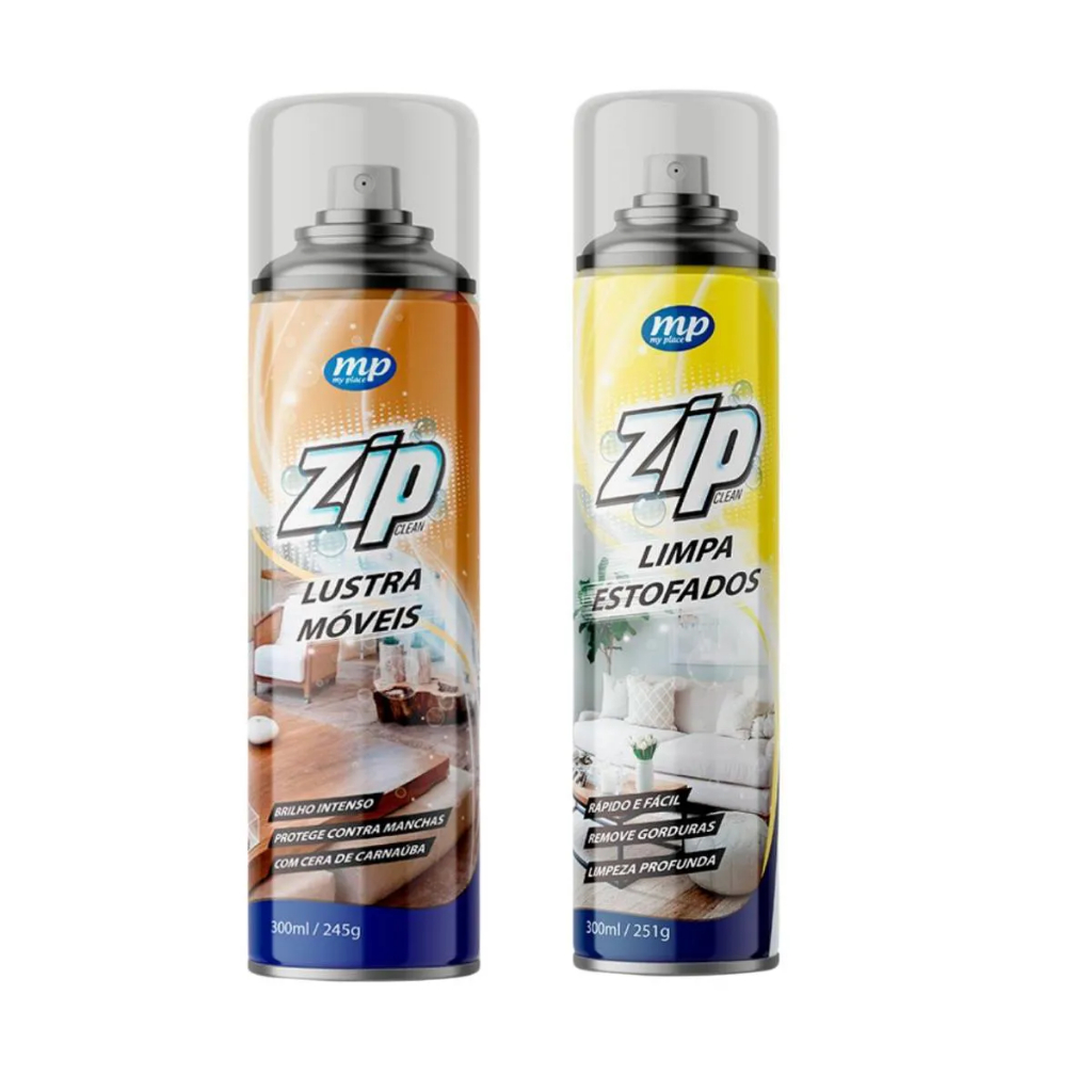 Kit Espuma Limpa Estofados 300ml + Lustra Moveis Spray 300ml Zip Clean My Place em Oferta na Shopee